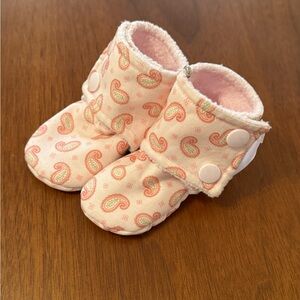 Handmade Paisley Pink Baby Booties